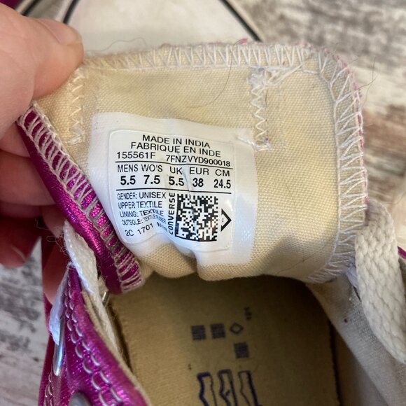 Converse All Stars Low Top Metallic Pink Chuck Taylors M5/W7 Barbiecore - Picture 6 of 6